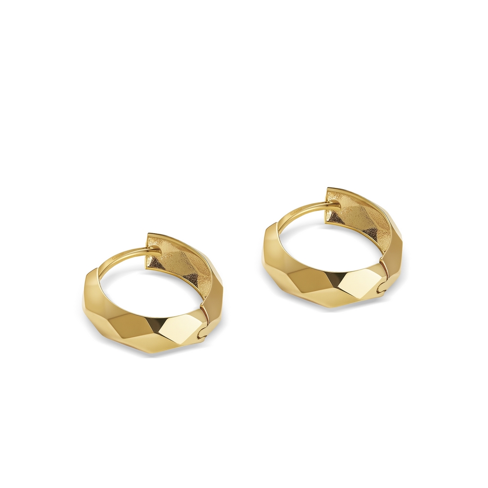 14 Ayar Sarı Altın Prizma Halka Küpe