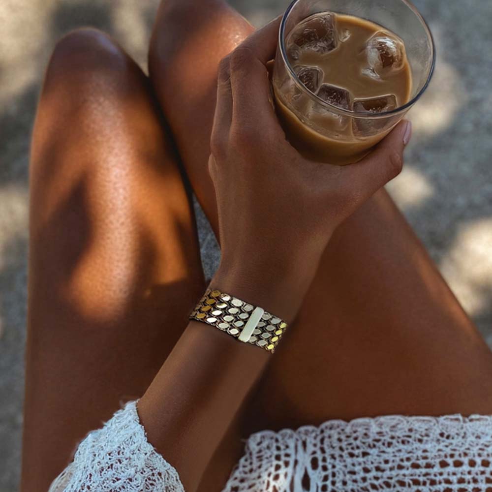 14 Ayar Sarı Altın Pullu Zincir Bileklik