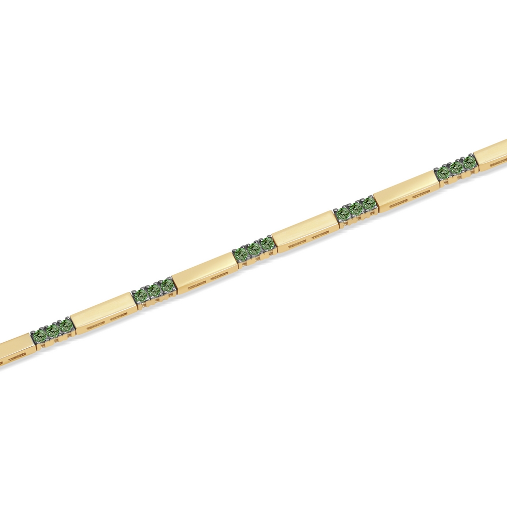 14 Ayar Sarı Altın Yeşil Taşlı Bileklik