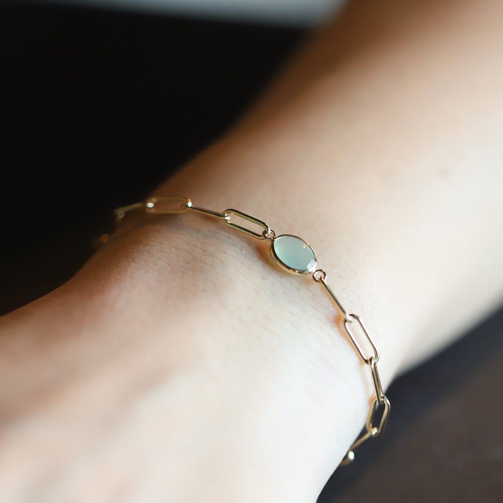 14 Ayar Sarı Altın Renkli Taşlı Bileklik