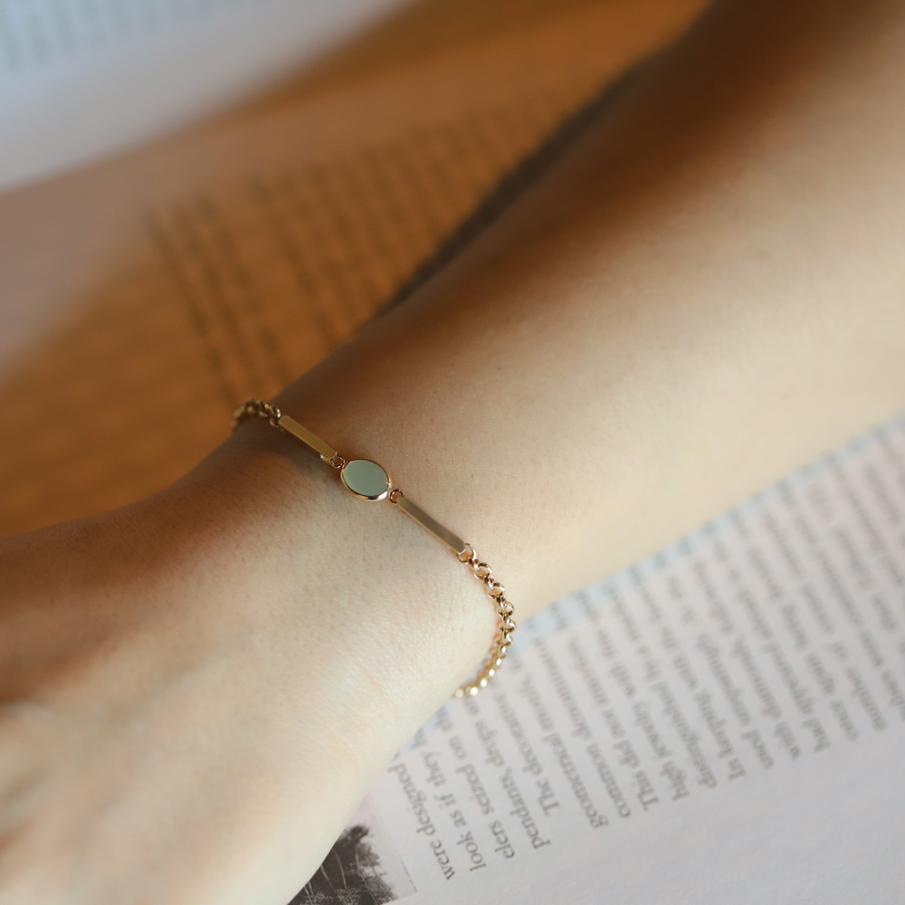 14 Ayar Sarı Altın Renkli Taşlı Bileklik