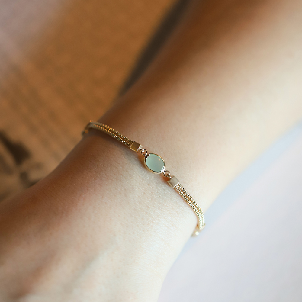 14 Ayar Sarı Altın Renkli Taşlı Bileklik