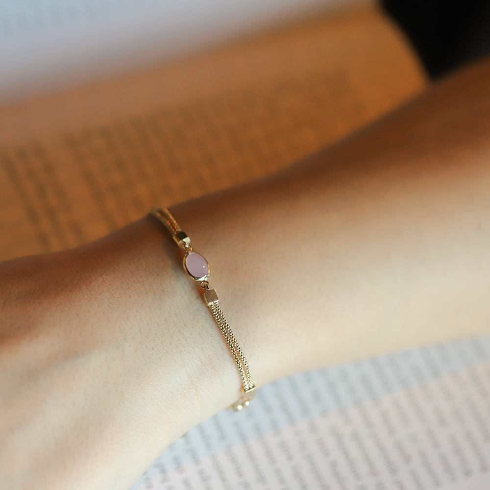 14 Ayar Sarı Altın Renkli Taşlı Bileklik