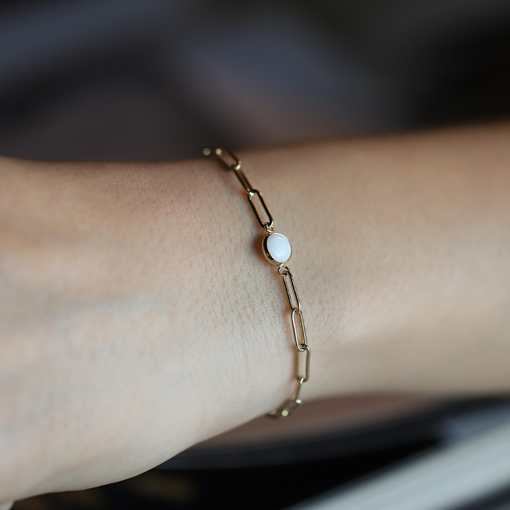 14 Ayar Sarı Altın Renkli Taşlı Bileklik