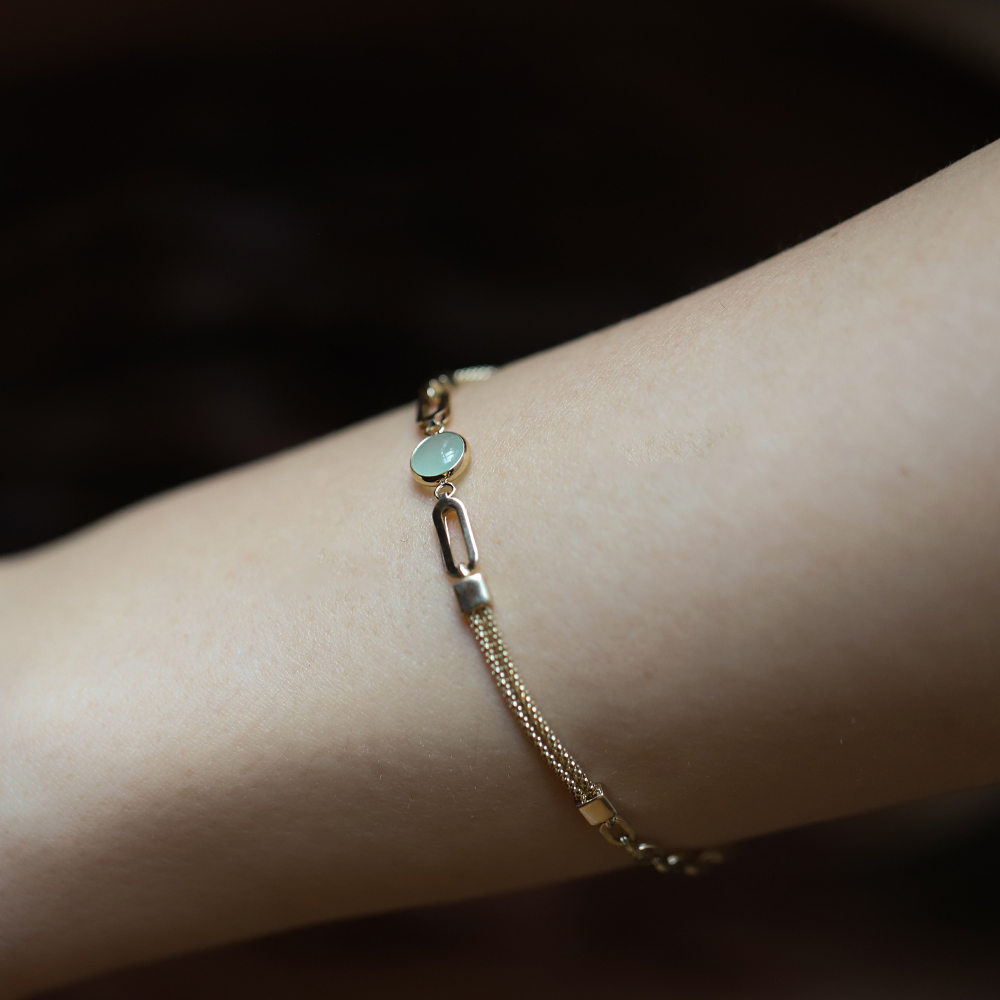 14 Ayar Sarı Altın Renkli Taşlı Bileklik