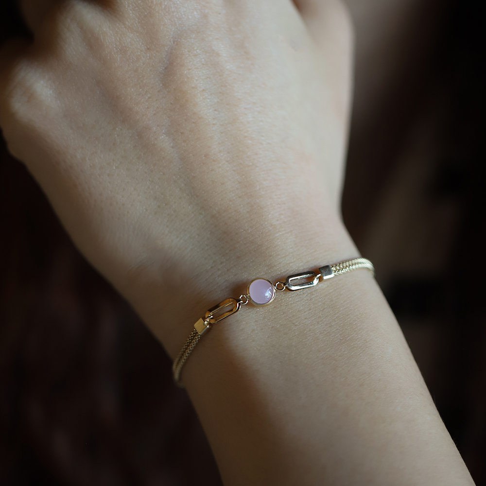 14 Ayar Sarı Altın Renkli Taşlı Bileklik