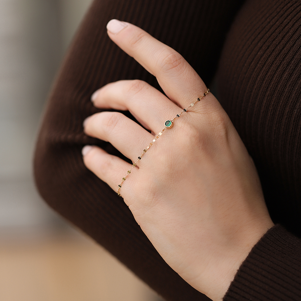 14 Ayar Sarı Altın Renkli Taşlı Bileklik