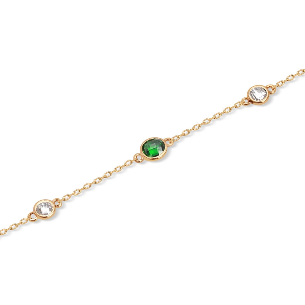 14 Ayar Sarı Altın Yeşil Taşlı Halhal