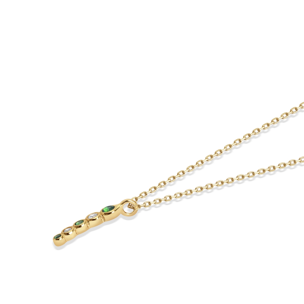 14 Ayar Sarı Altın Yeşil Taşlı Kolye