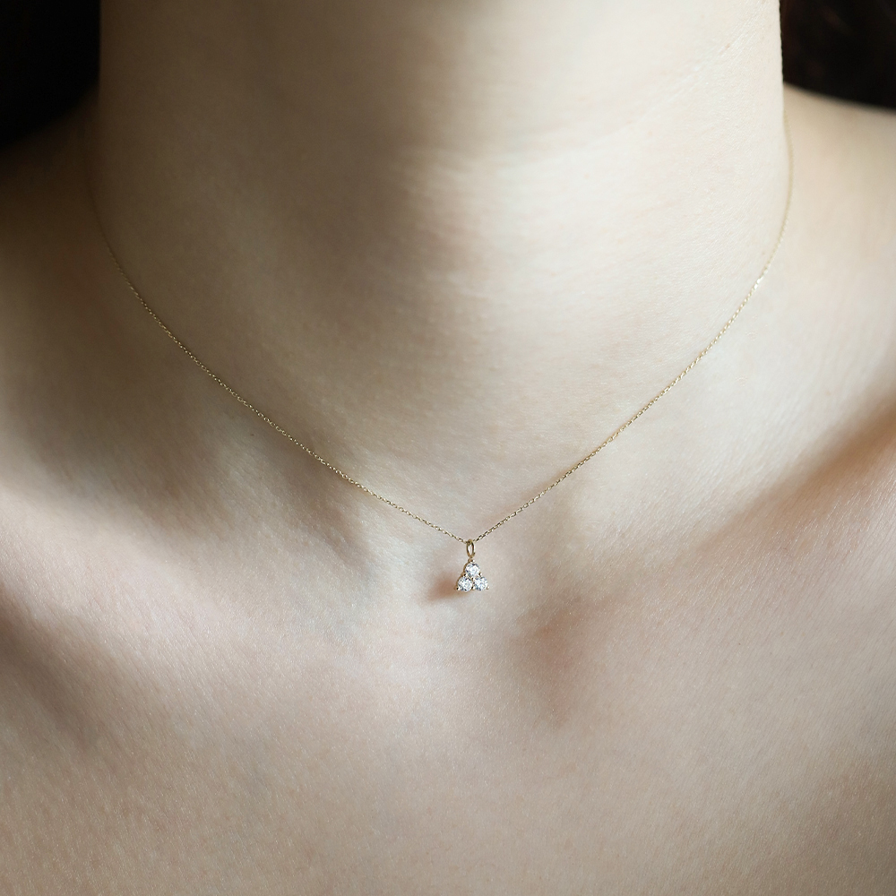 14 Ayar Sarı Altın Minimal Taşlı Kolye