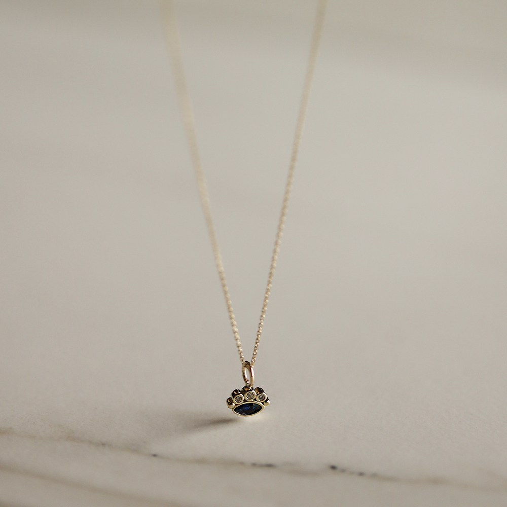 14 Ayar Sarı Altın Minimal Taşlı Göz Kolye