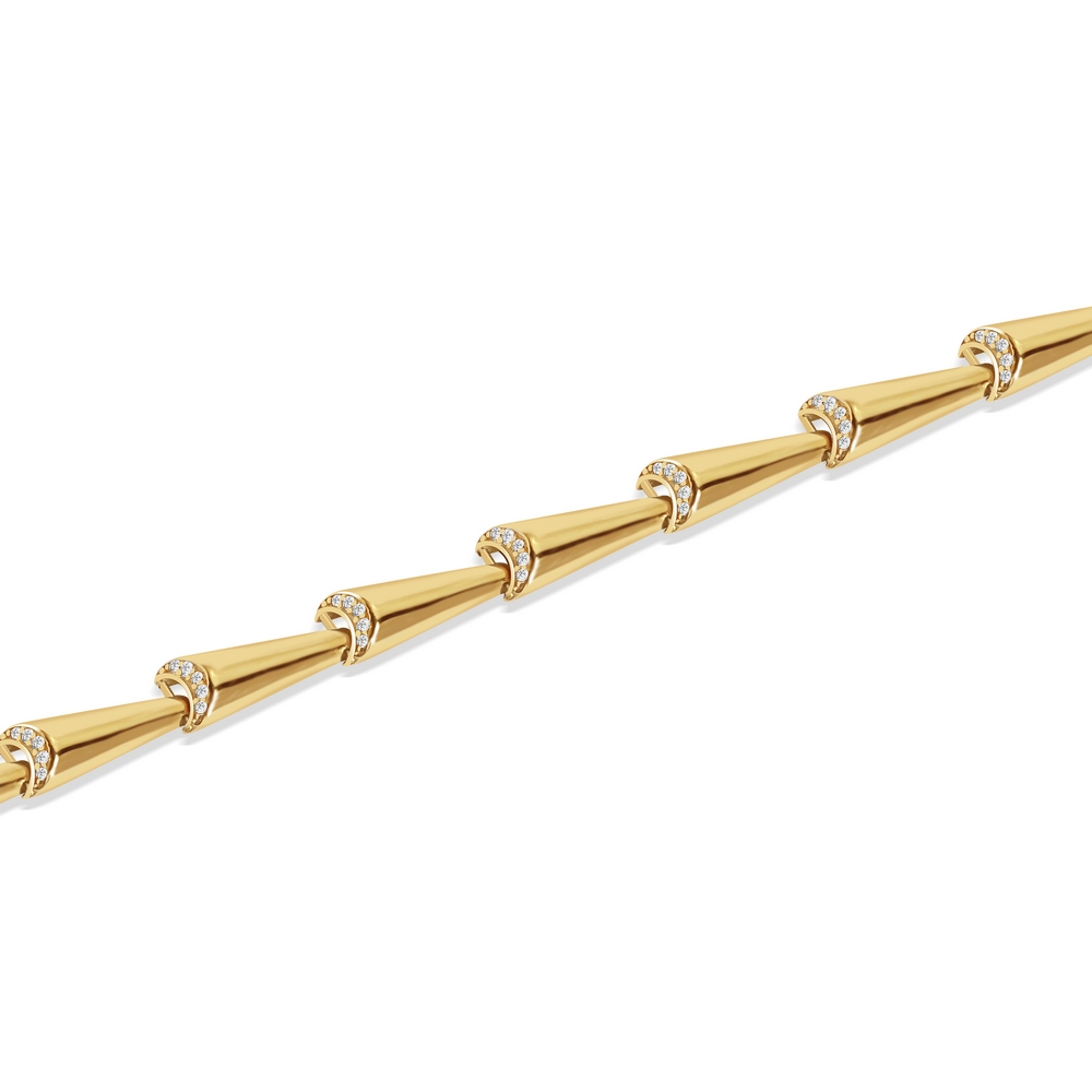 14 Ayar Sarı Altın Taşlı Bambu Bileklik