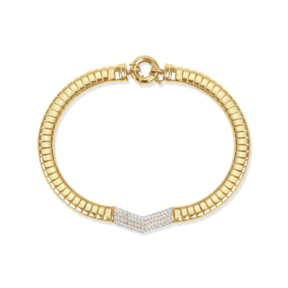 14 Ayar Sarı Altın Taşlı Bileklik