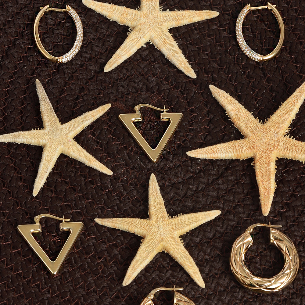 14 Ayar Sarı Altın Taşlı Halka Küpe