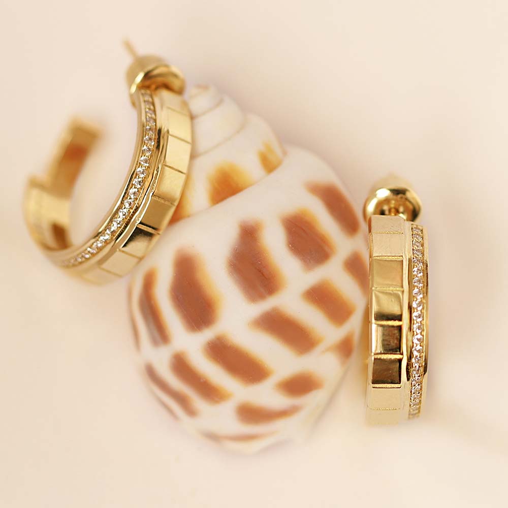 14 Ayar Sarı Altın Taşlı Halka Küpe