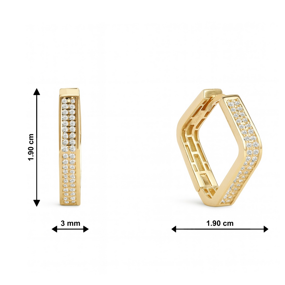 14 Ayar Sarı Altın Taşlı Minimal Halka Küpe