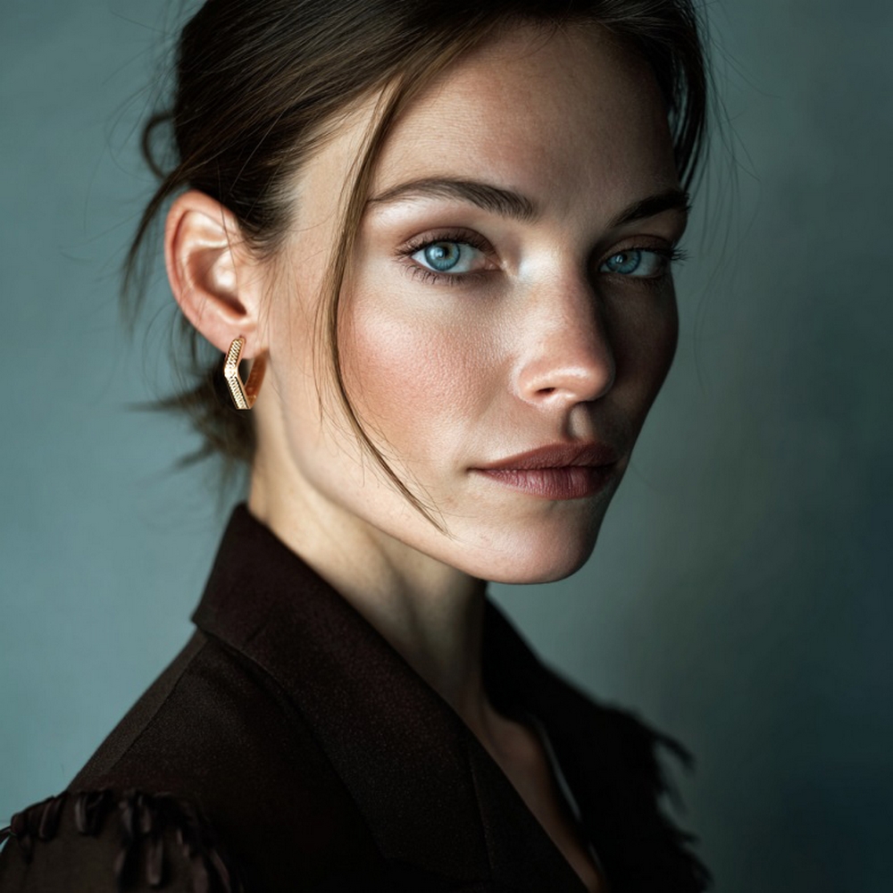 14 Ayar Sarı Altın Taşlı Minimal Halka Küpe