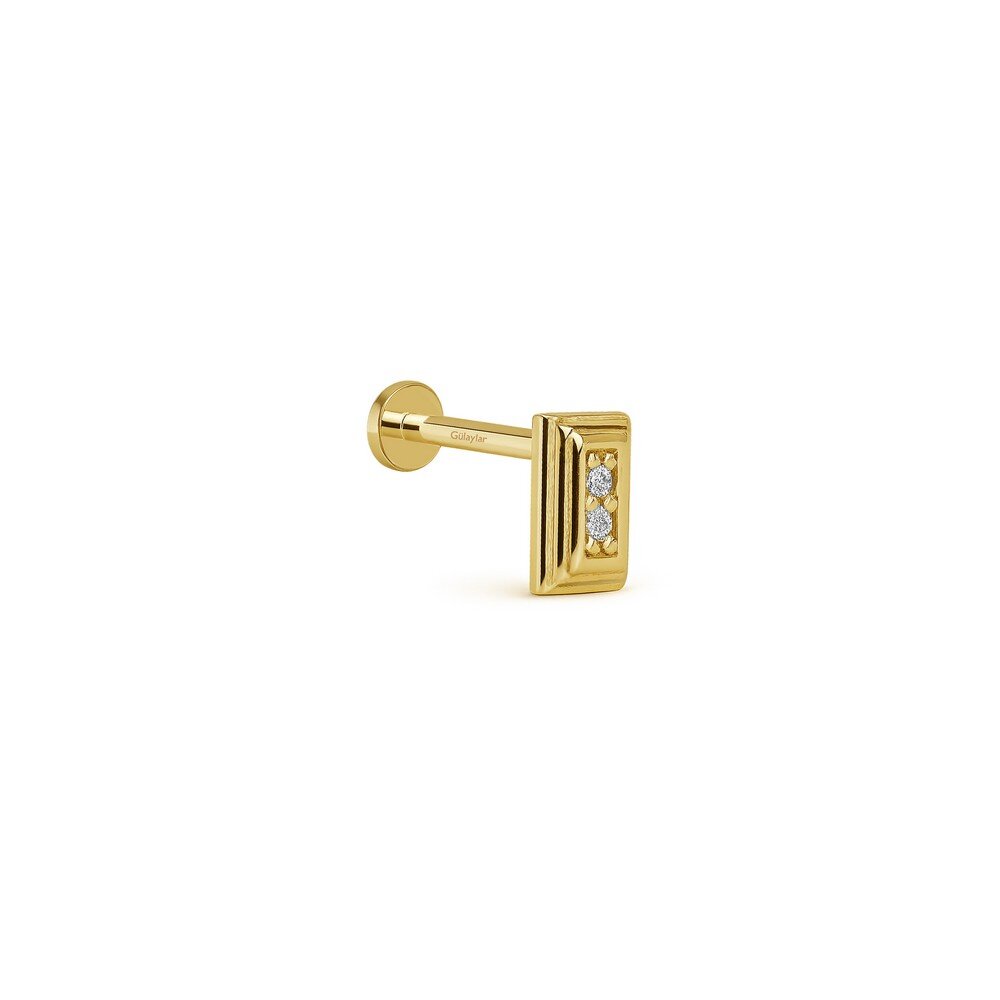 14 Ayar Sarı Altın Taşlı Tragus Piercing