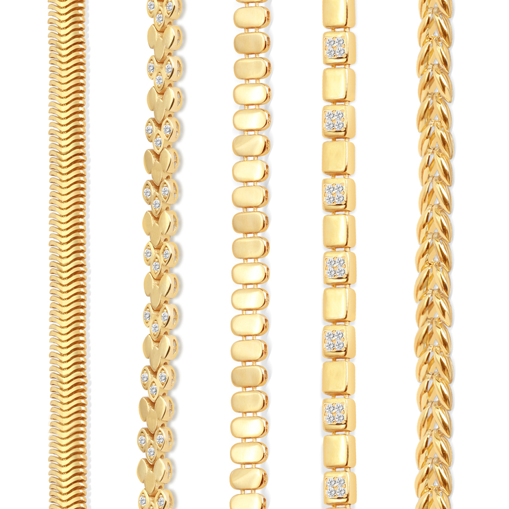 14 Ayar Sarı Altın Taşlı Zincir Bileklik