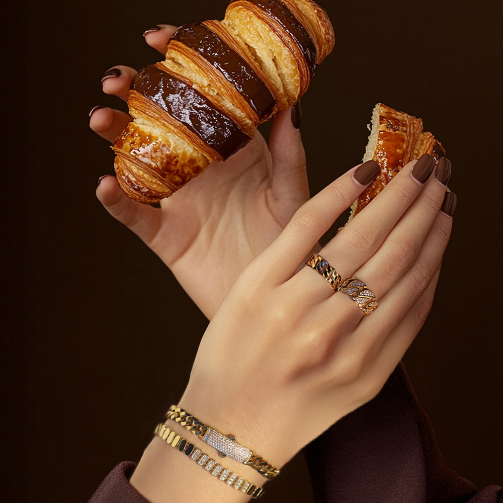 14 Ayar Sarı Altın Taşlı Zincir Bileklik