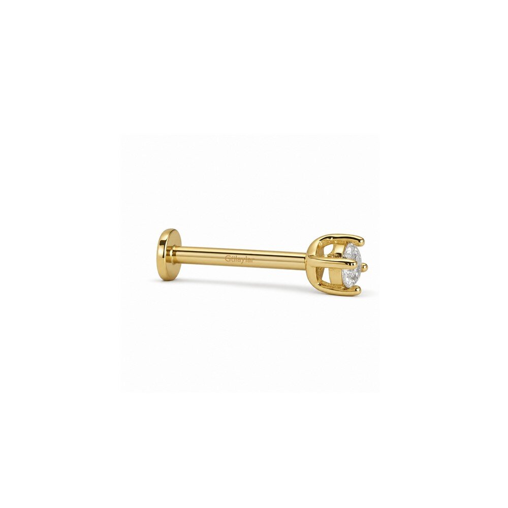 14 Ayar Sarı Altın Tektaş Tragus Piercing