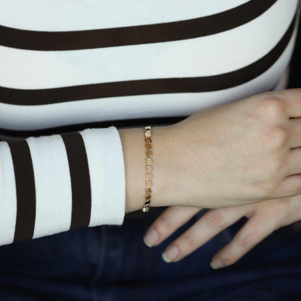 14 Ayar Sarı Altın Taşsız Zincir Bileklik