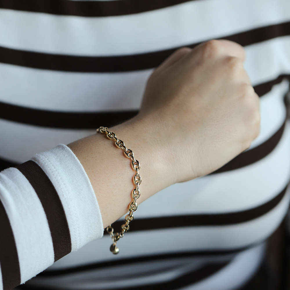 14 Ayar Sarı Altın Gemici Zincir Bileklik