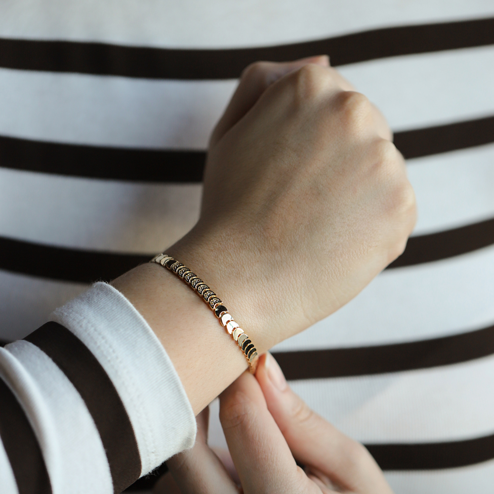 14 Ayar Sarı Altın Taşlı Bileklik