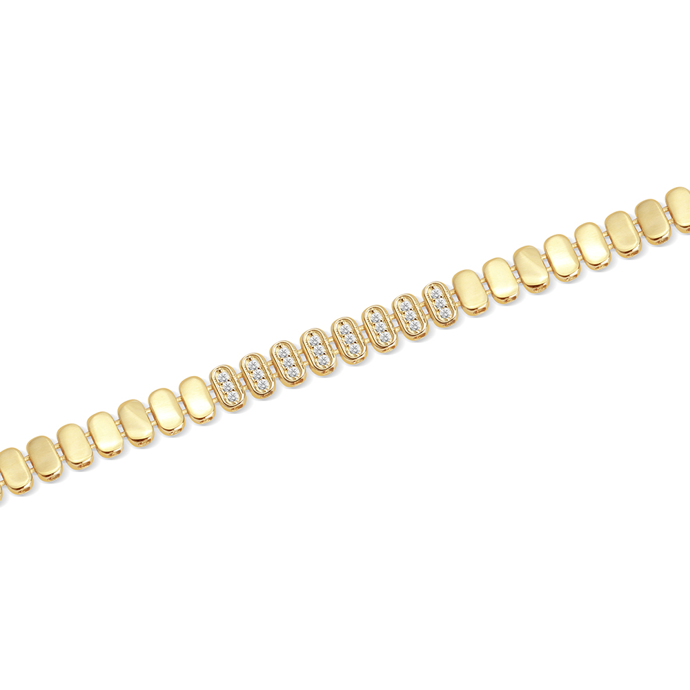 14 Ayar Sarı Altın Taşlı Zincir Bileklik