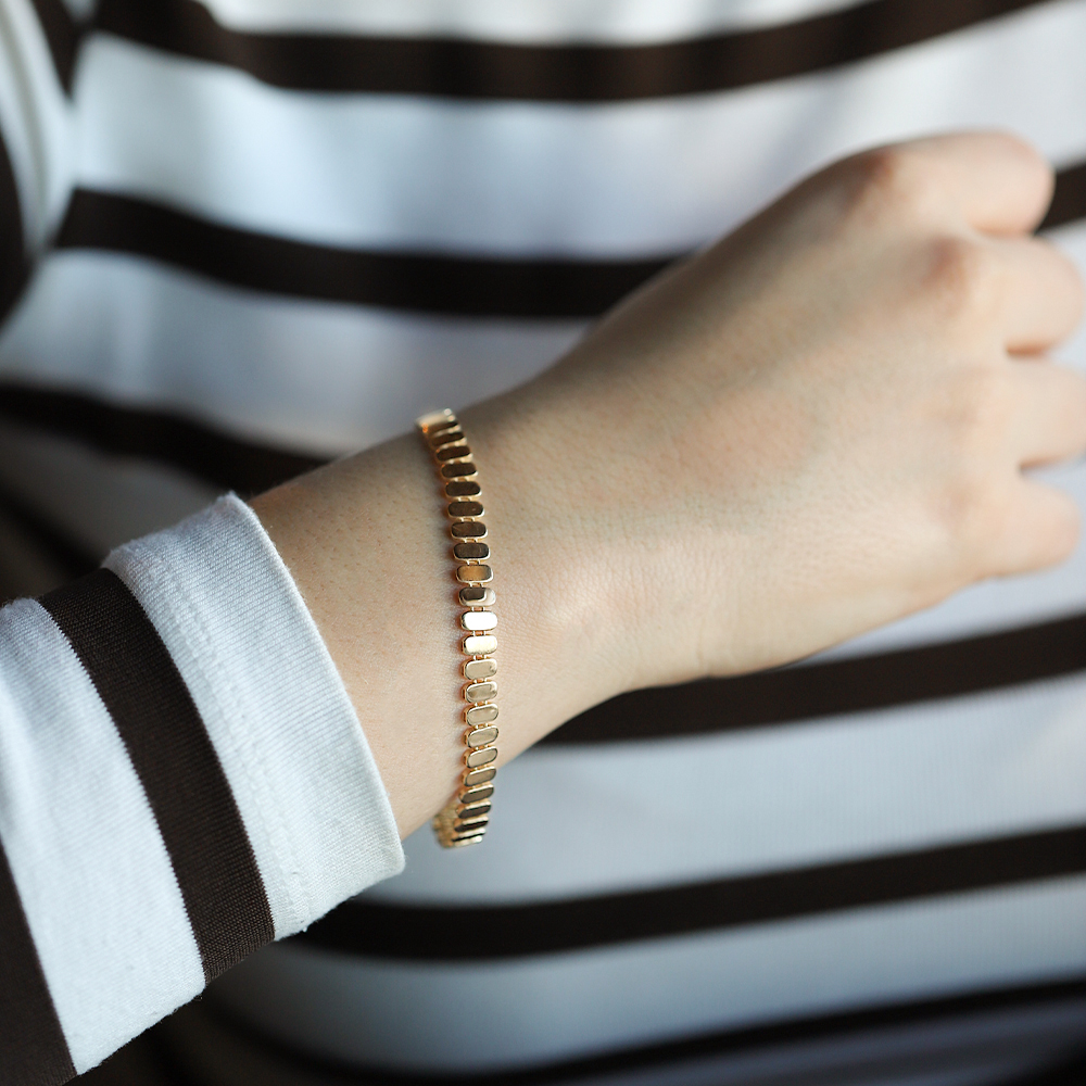 14 Ayar Sarı Altın Taşsız Zincir Bileklik