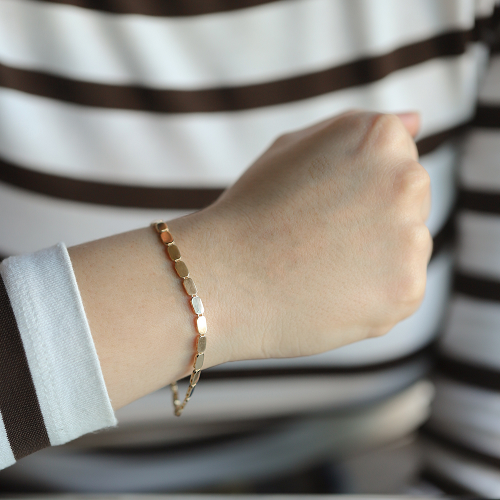 14 Ayar Sarı Altın Taşsız Bileklik