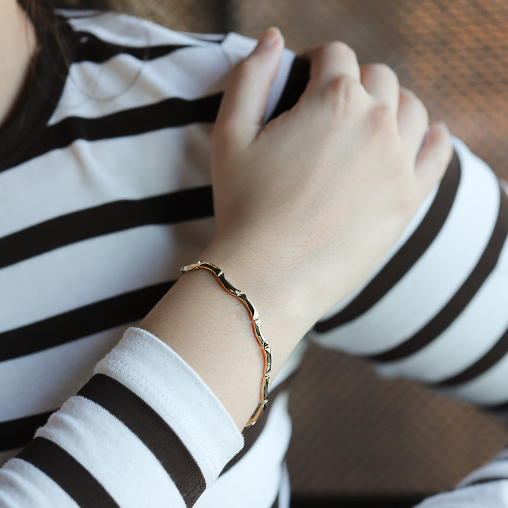 14 Ayar Sarı Altın Taşsız Bileklik