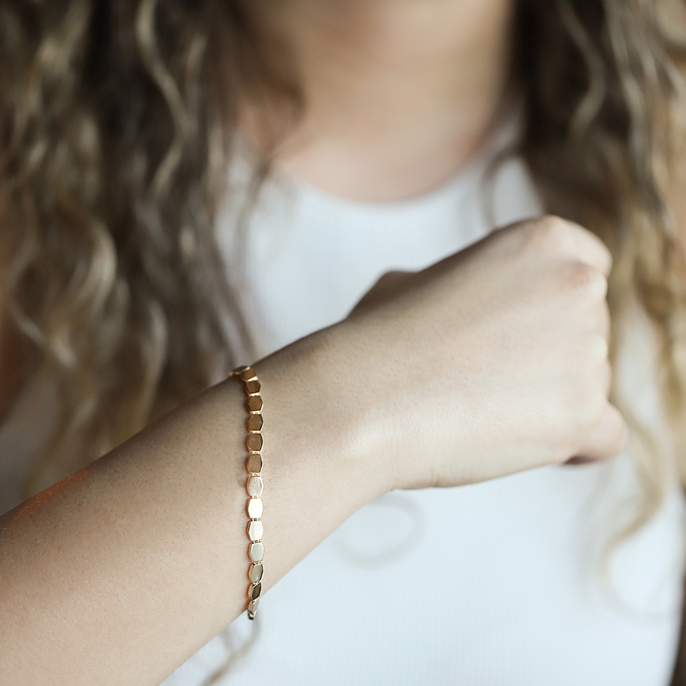 14 Ayar Sarı Altın Taşsız Zincir Bileklik