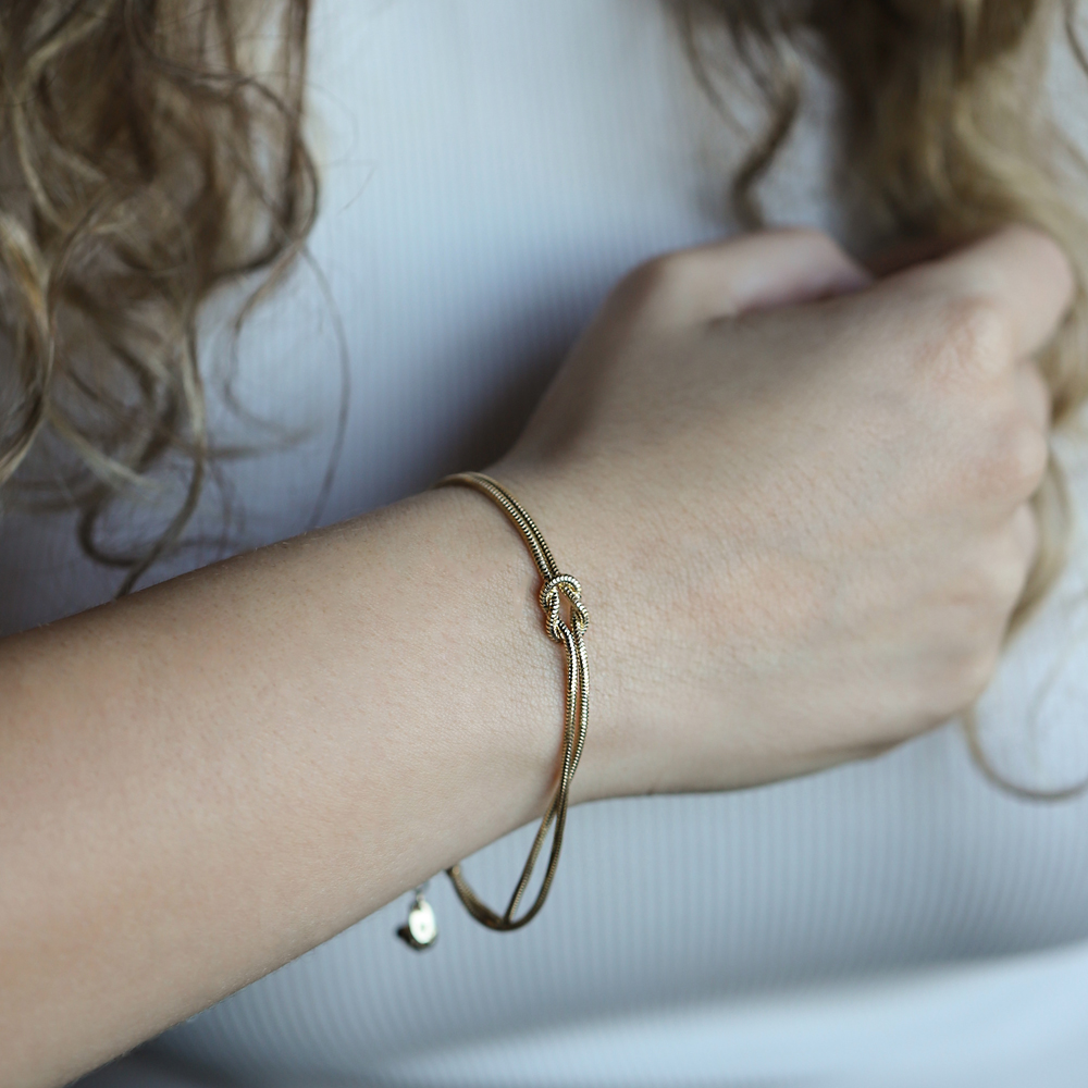 14 Ayar Sarı Altın Balık Sırtı Düğüm Bileklik