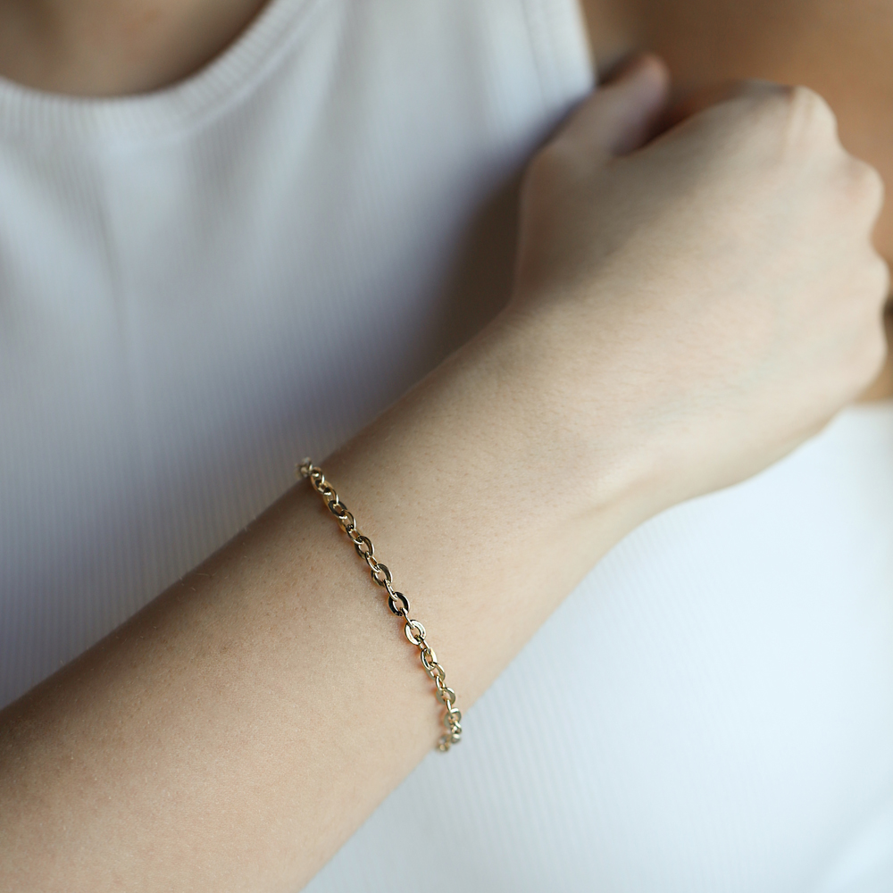 14 Ayar Sarı Altın Zincir Bileklik