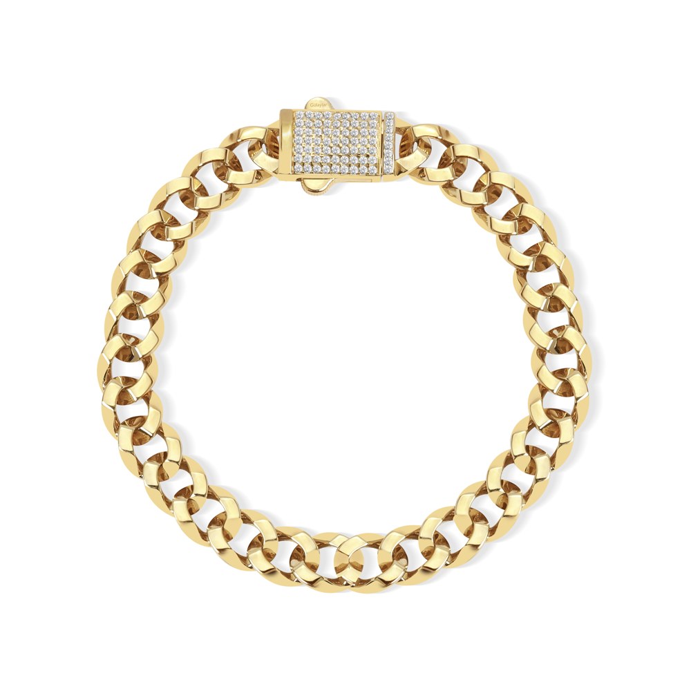 14 Ayar Sarı Altın Taşlı Zincir Bileklik