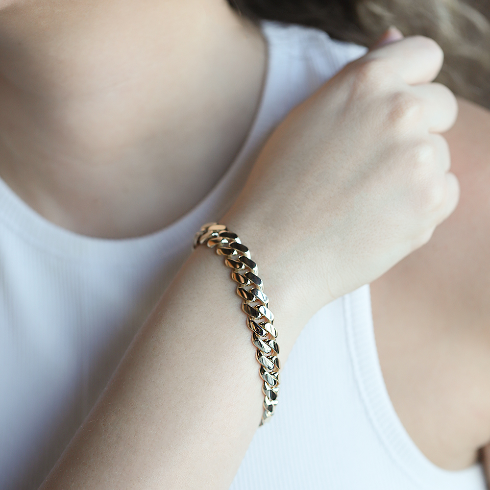 14 Ayar Sarı Altın Gurmet Zincir Bileklik