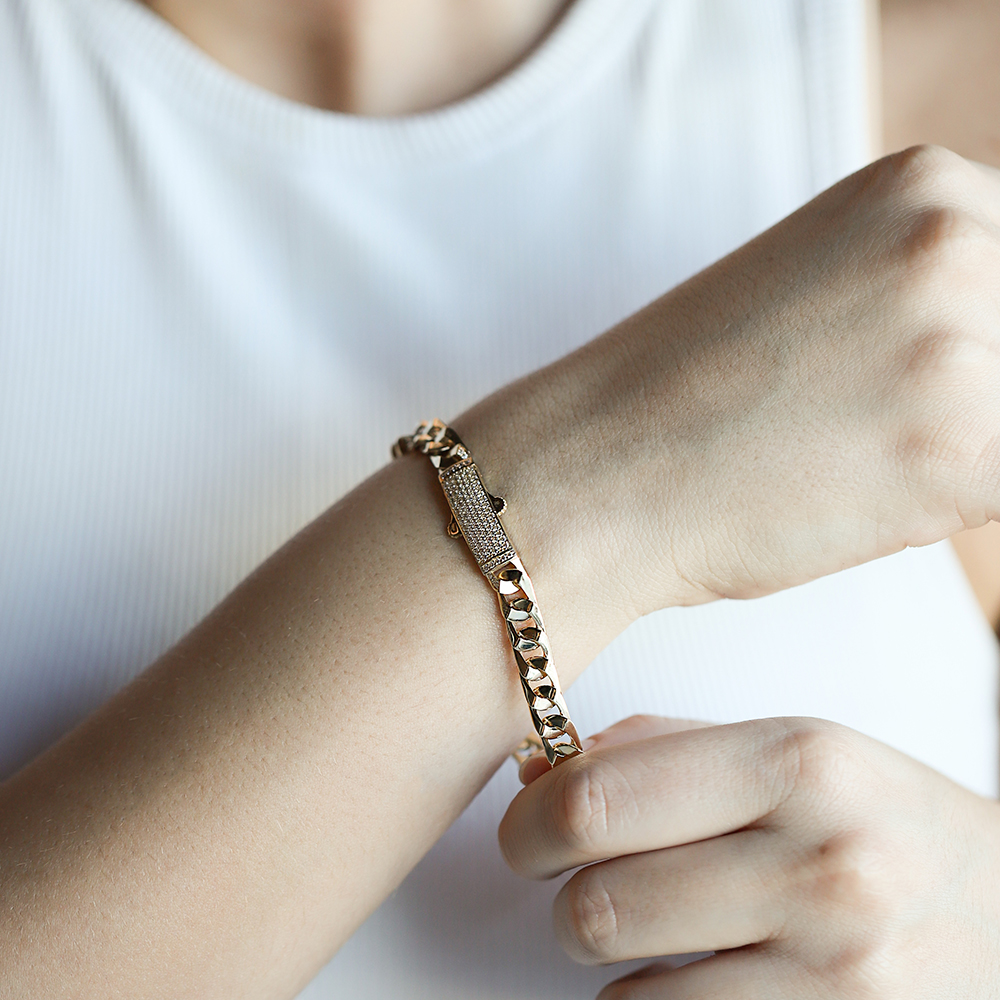 14 Ayar Sarı Altın Gurmet Zincir Bileklik