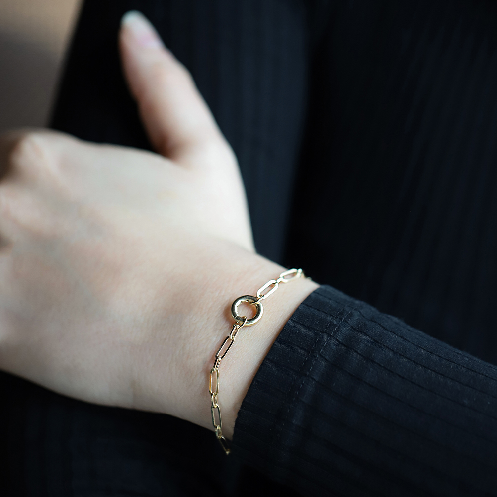 14 Ayar Sarı Altın Ataç Zincir Bileklik