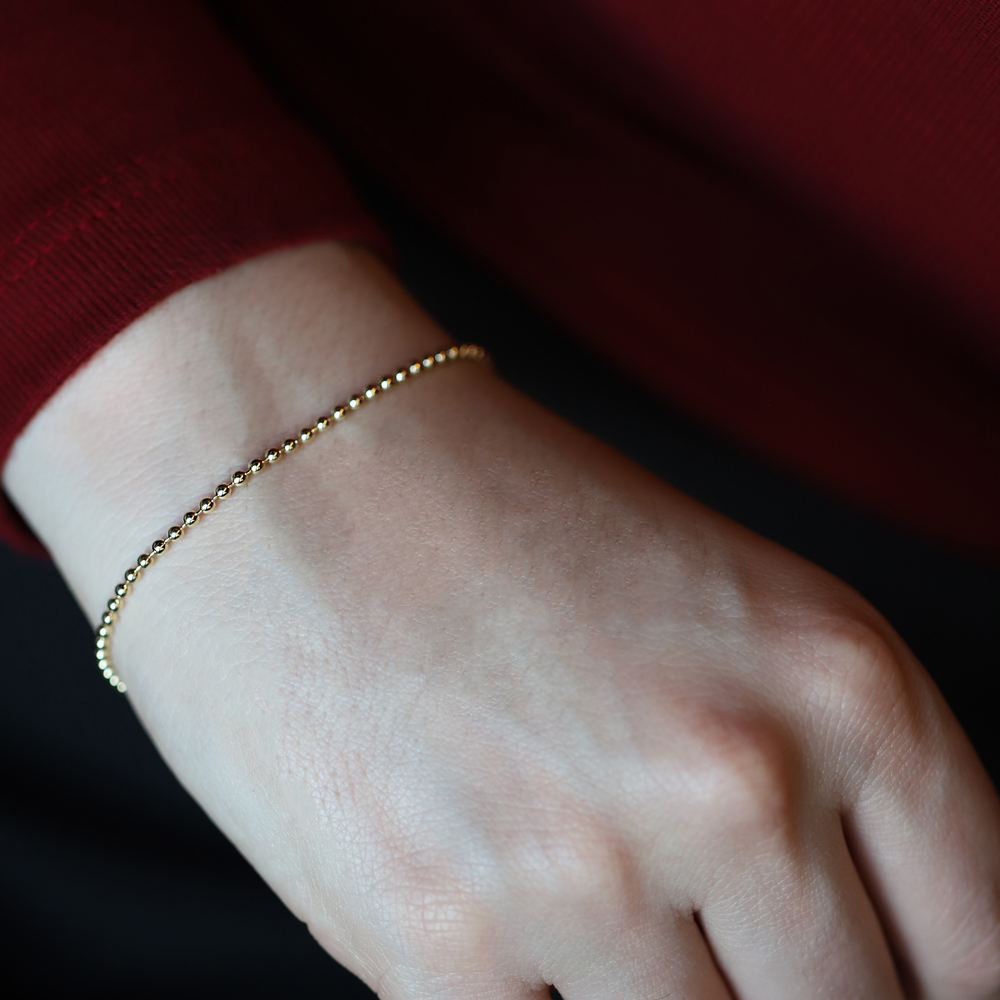 14 Ayar Sarı Altın Top Zincir Bileklik