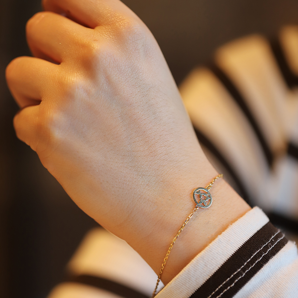 14 Ayar Sarı Altın Kelebek Minimal Bileklik