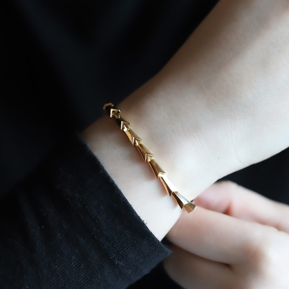 14 Ayar Sarı Altın Bambu Bileklik