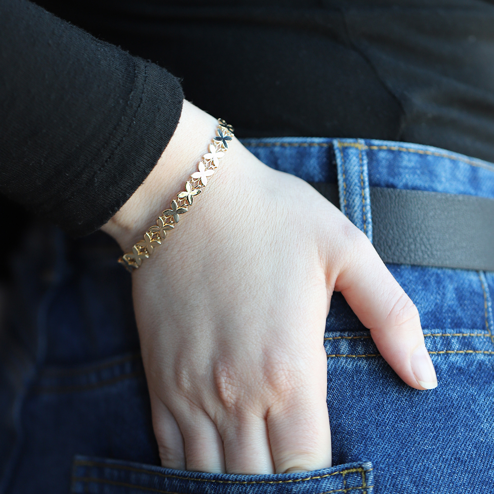 14 Ayar Sarı Altın Taşsız Bileklik