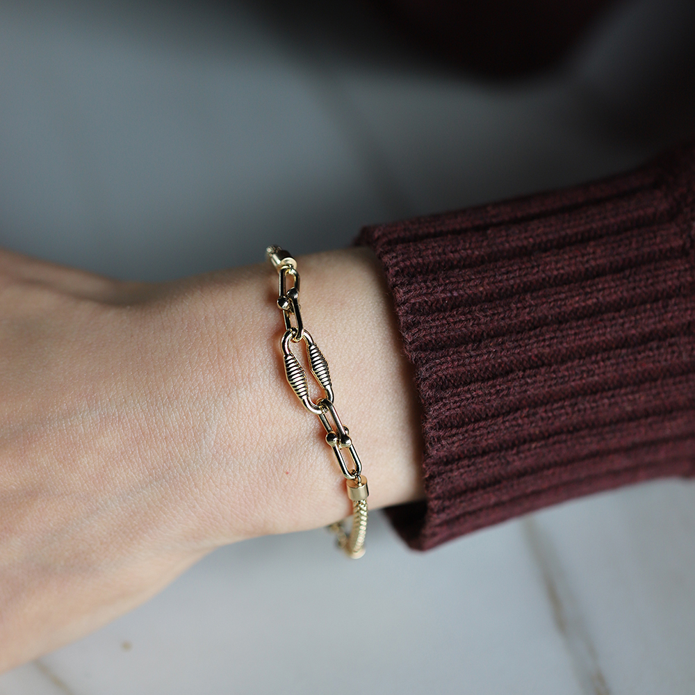 14 Ayar Sarı Altın Gemici Kilitli Zincir Bileklik