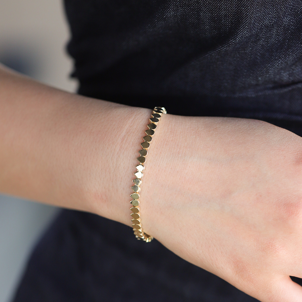 14 Ayar Sarı Altın Geometrik Taşsız Bileklik