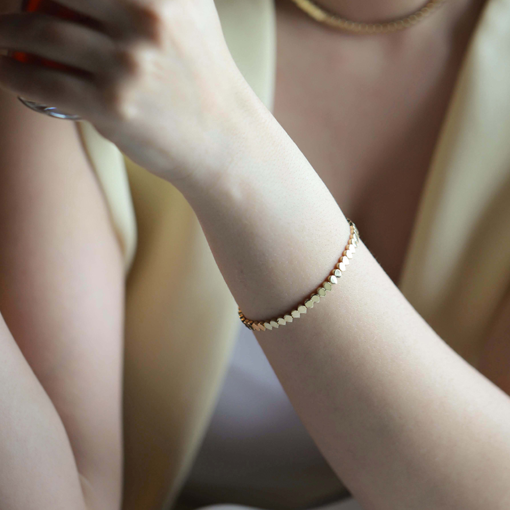 14 Ayar Sarı Altın Geometrik Taşsız Bileklik