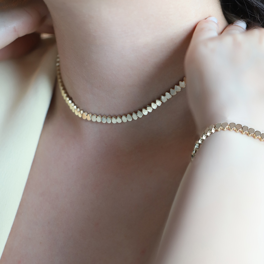 14 Ayar Sarı Altın Geometrik Taşsız Bileklik