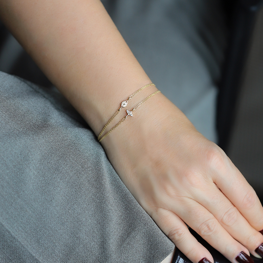 14 Ayar Sarı Altın Göz Minimal Bileklik