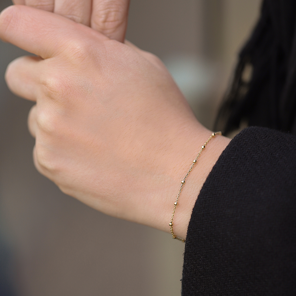 14 Ayar Sarı Altın Top Bileklik