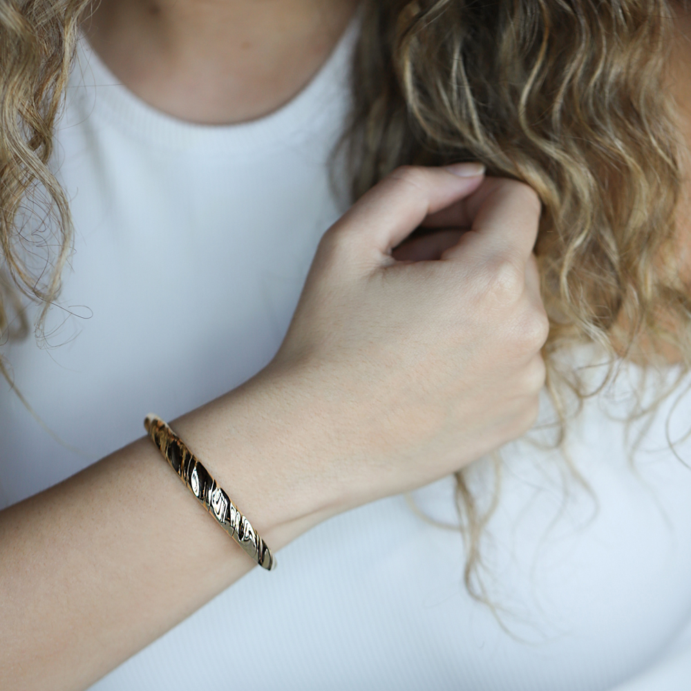 14 Ayar Sarı Altın Burgu Kelepçe Bilezik